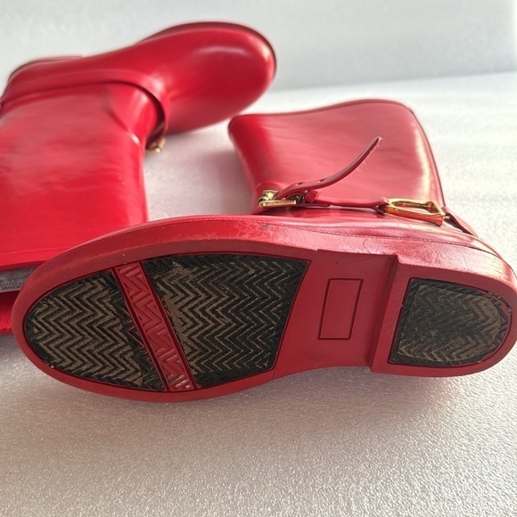 Kids Ralph Lauren Rainboots Tall 13 Equestrian Outdoor Fall Spring Winter Gold - Picture 4 of 12